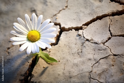 White daisy flower in the crack of an old stone slab © Celina
