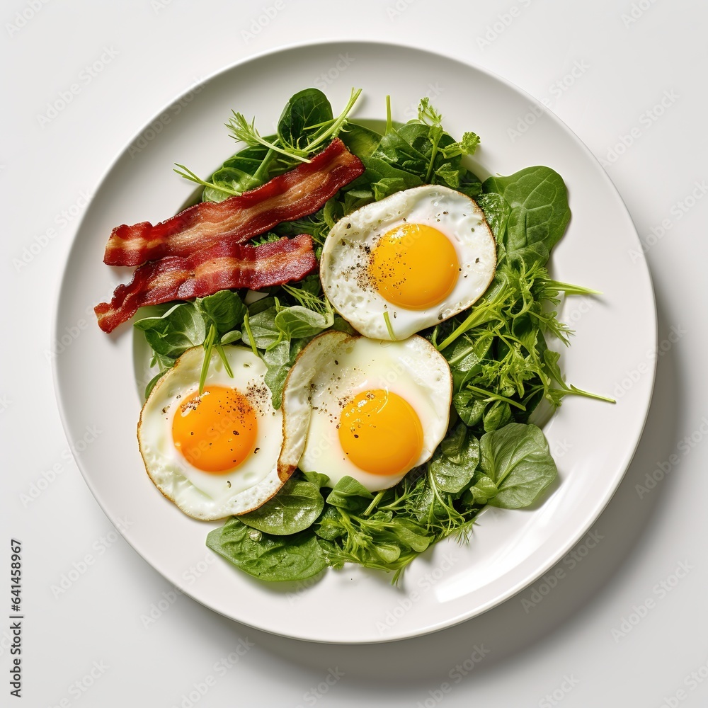 Fried eggs and bacon on a plate Fried eggs and bacon on a plate