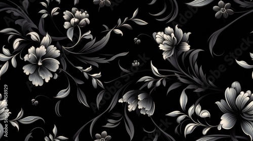 Tela a black floral ornament in a retro style