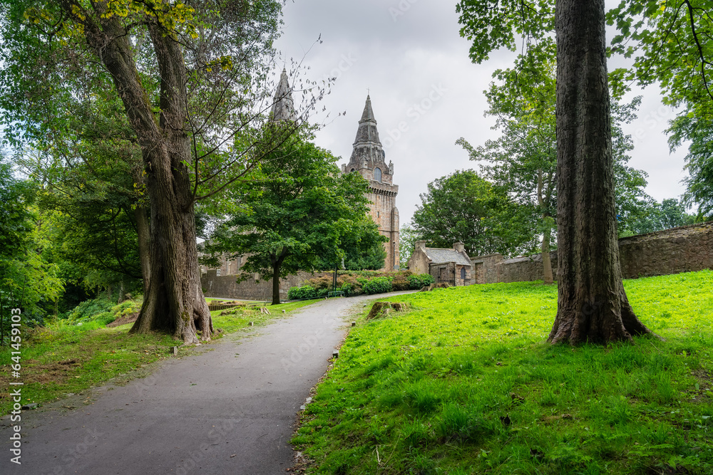 Public park with walking path from St Machar's Cathedral in Aberdeen, Scotland. Public park with walking path from St Machar's Cathedral in Aberdeen, Scotland.