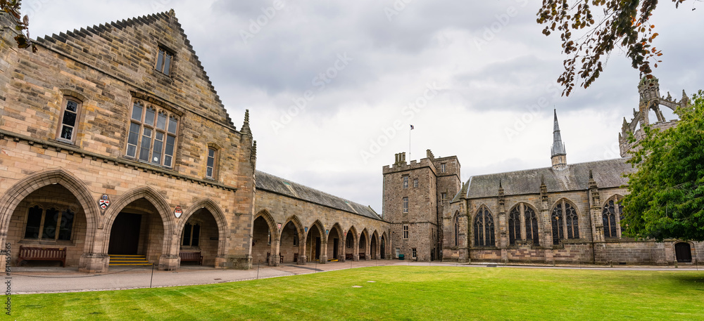 Set of historic buildings of medieval construction of the University of Aberdeen, Scotland, UK.