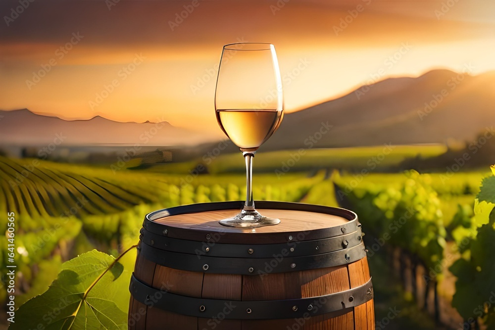wine barrel and grapes