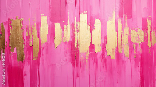 Paintbrush Stroke Background in Pink & Gold Created with Generative AI Technology © Lani Rhanonjena