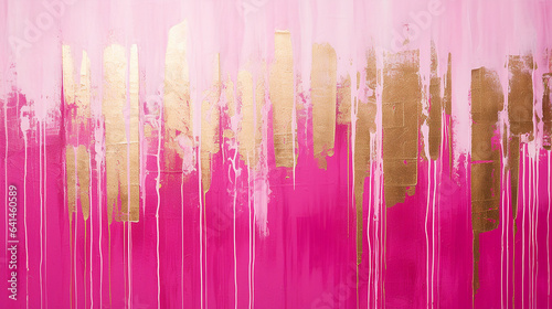 Paintbrush Stroke Background in Pink   Gold Created with Generative AI Technology