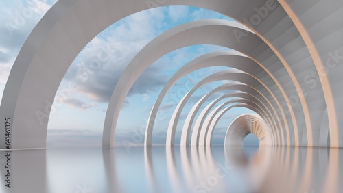 Fototapeta Naklejka Na Ścianę i Meble -  Abstract architecture background arched interior 3d render
