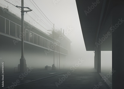 Foggy dark city, Generative AI photo