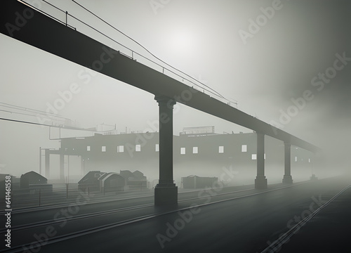 Foggy dark city, Generative AI photo