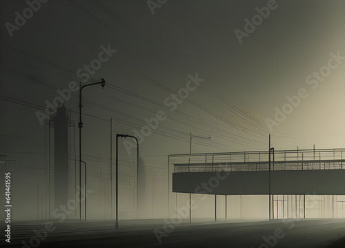 Foggy dark city, Generative AI photo