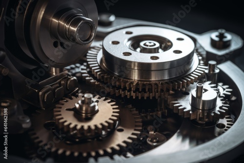 Wallpaper Mural Reliable industrial mechanical gears macro cogs inside clock in motion in structured well-organized connected watch mechanism meshing parts together in precise manner and thoughtfully crafted synergy Torontodigital.ca