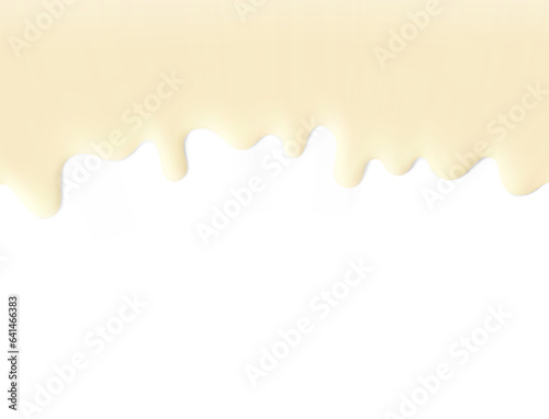 High realistic cream flowing drops. Vector illustration isolated on white background. Easy to use on different backgrounds. EPS10.