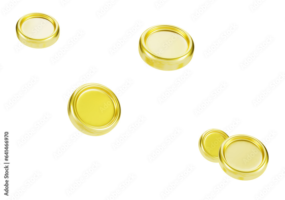 Cartoon stylized coins fall on a white background. 3d illustration Cartoon stylized coins fall on a white background. 3d illustration