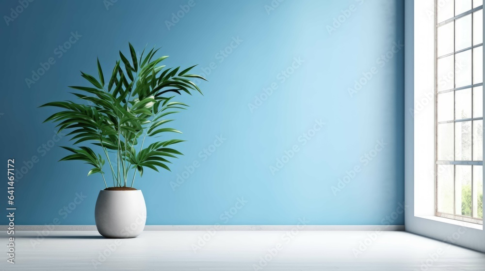 Light blue empty wall with minimal background for the presentation