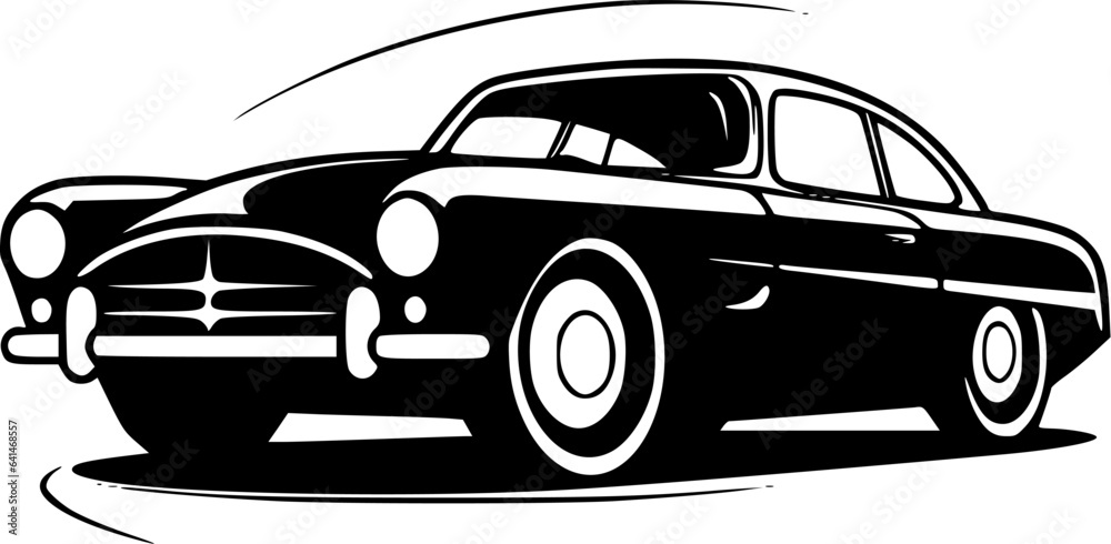 Car - Black and White Isolated Icon - Vector illustration