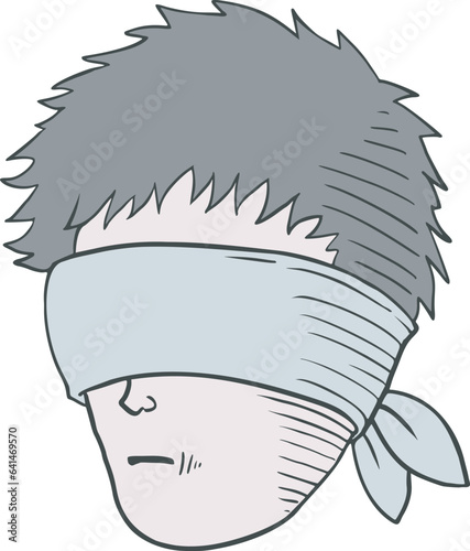 Man with covered eyes