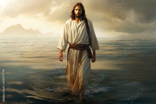 miracle of faith: jesus walks on water, Generative AI