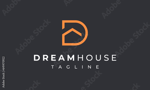 Letter D House Logo - Real Estate Building Architecture and Home Construction 