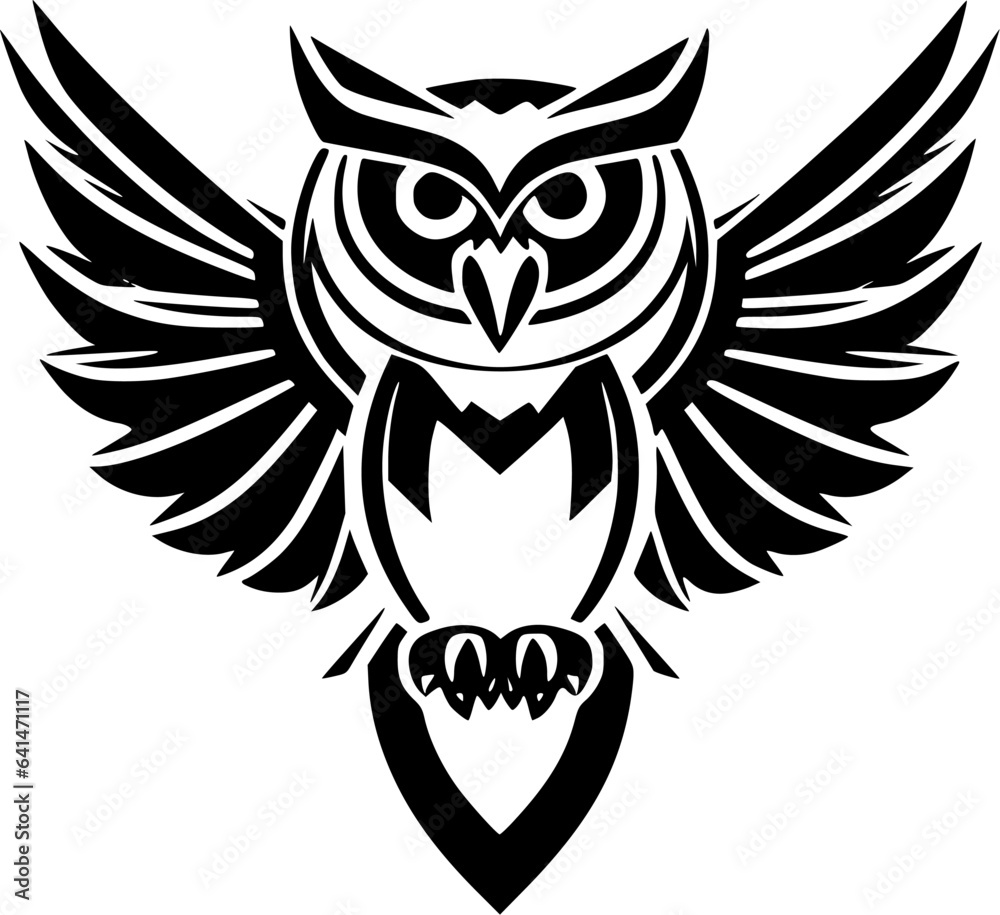 Owl | Black and White Vector illustration Owl | Black and White Vector illustration