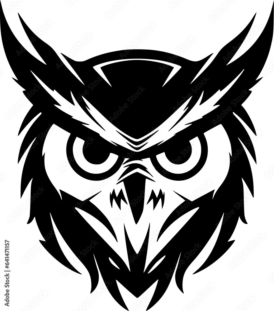 Fototapeta premium Owl - Black and White Isolated Icon - Vector illustration