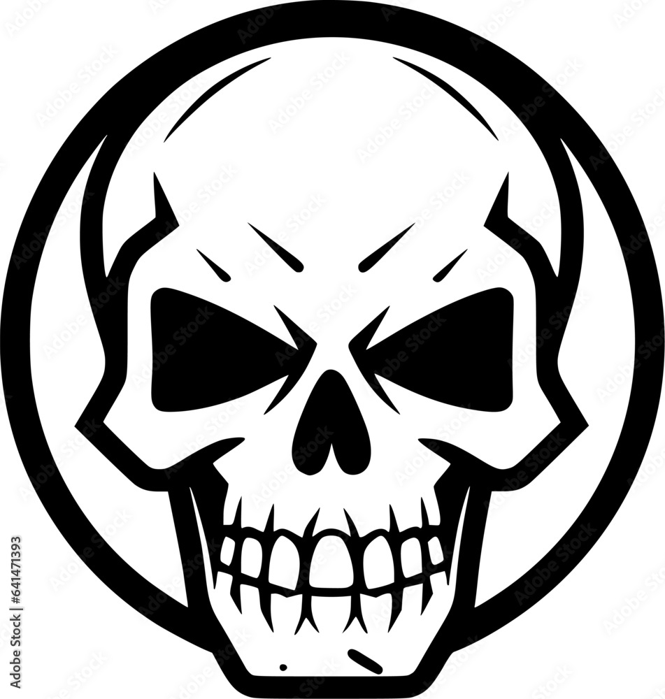 Fototapeta premium Skull - Black and White Isolated Icon - Vector illustration