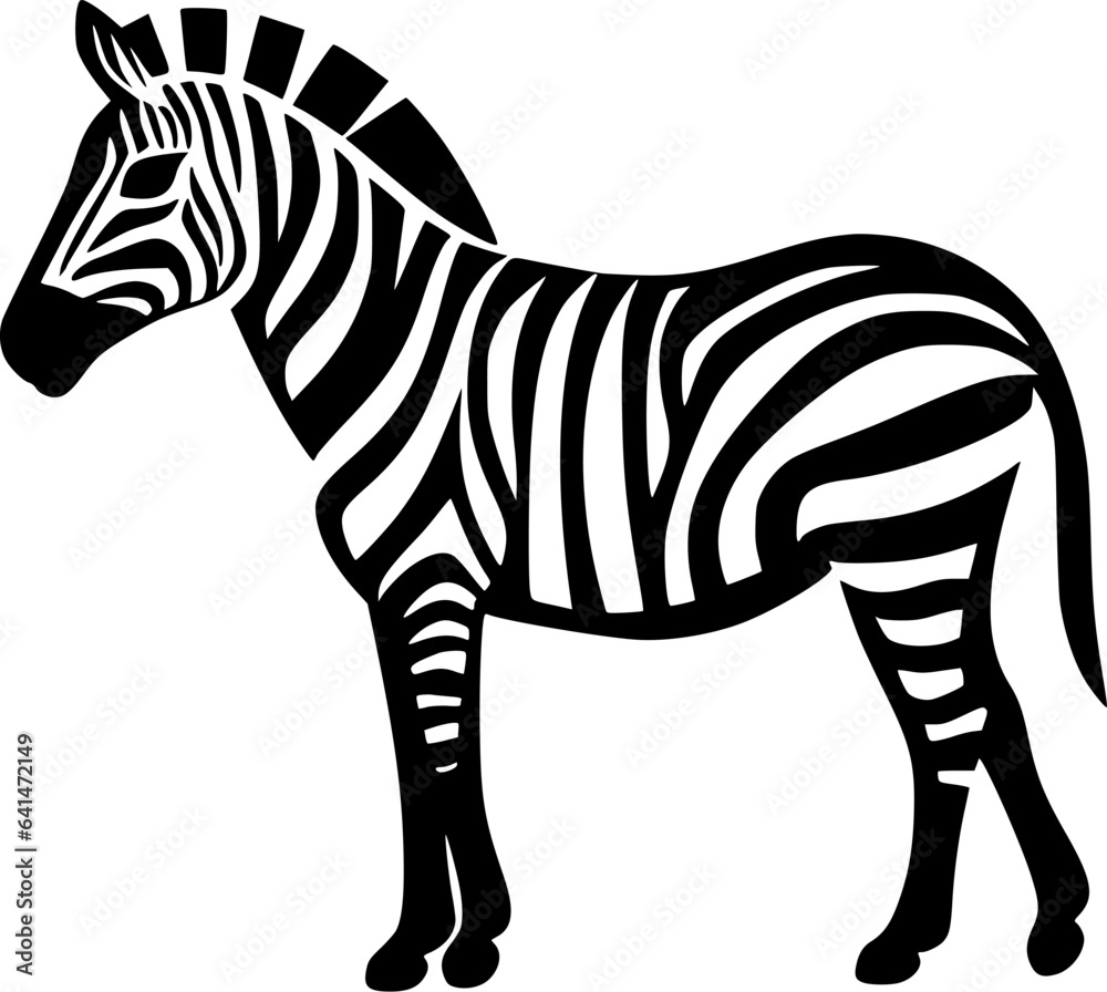 Fototapeta premium Zebra - Black and White Isolated Icon - Vector illustration