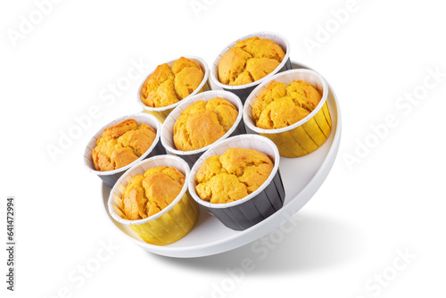 Pumpkin muffins on a white isolated background