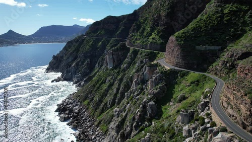 Aerial view of Chapman's Peak drive in Cape Town, Western Cape, South Africa