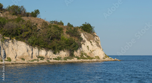 Resorts in Bulgaria. The Black Sea coast. Cape, sedimentary rocks, coastline.