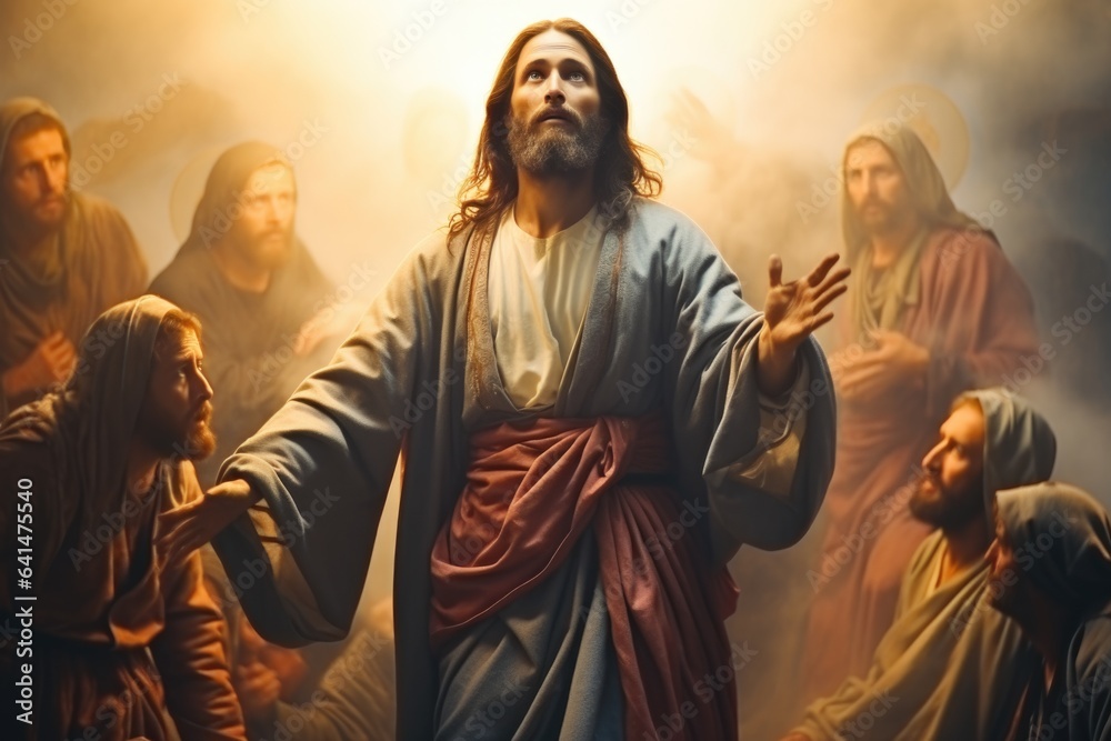 The Resurrection of Jesus Christ, New Testament, Old Covenant, resurrected on the third day, God, bible religion, faith in the savior of mankind . - obrazy, fototapety, plakaty 