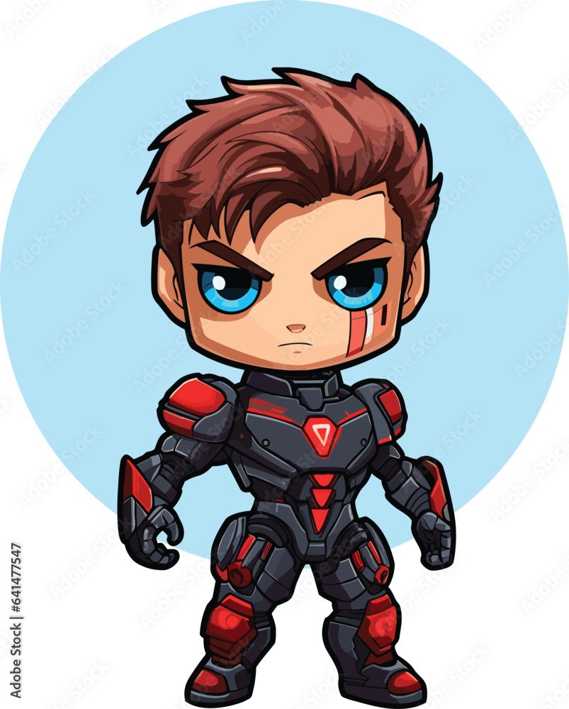 A cute little boy in a robot costume. Vector illustration in cartoon style. A cute little boy in a robot costume. Vector illustration in cartoon style.