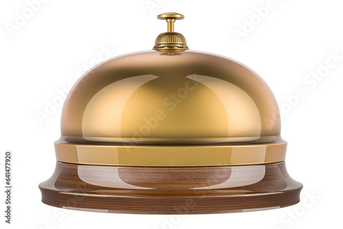 Golden Reception bell, 3D rendering isolated on transparent background photo