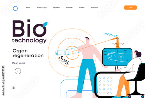 Bio Technology, Organ regeneration -modern flat vector concept illustration of a hand regenerating, futuristic technology. Metaphor of regenerative medicine and the body's ability to self-repair