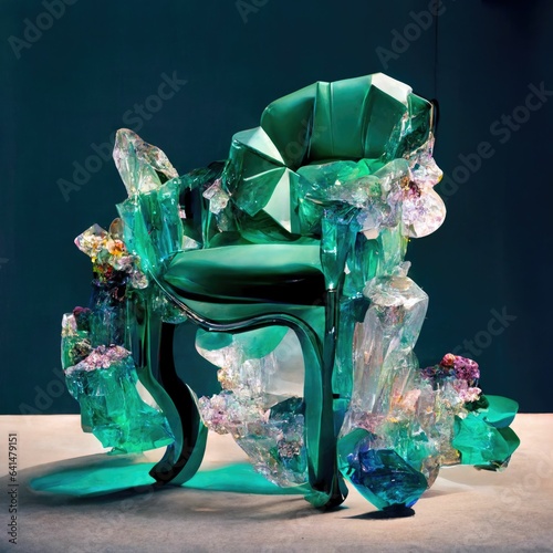 Chair adorned with crystal and jade, styled by Jeff Koo photo