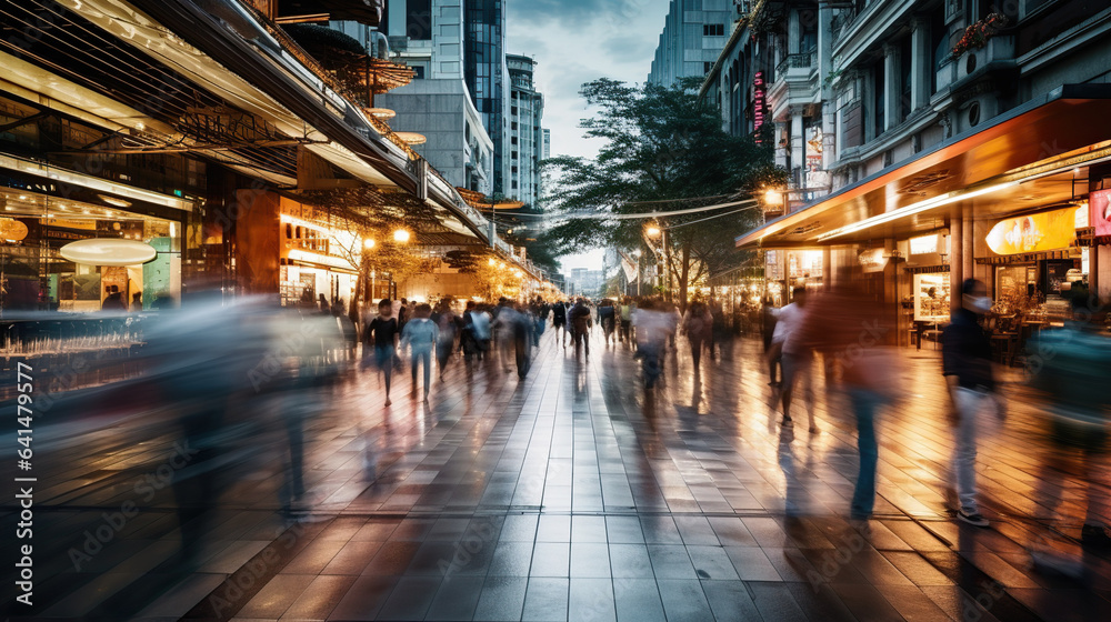 Urban city life and bustling streets with people Urban city life and bustling streets with people