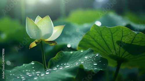lotus flower on blurred greenery tree background