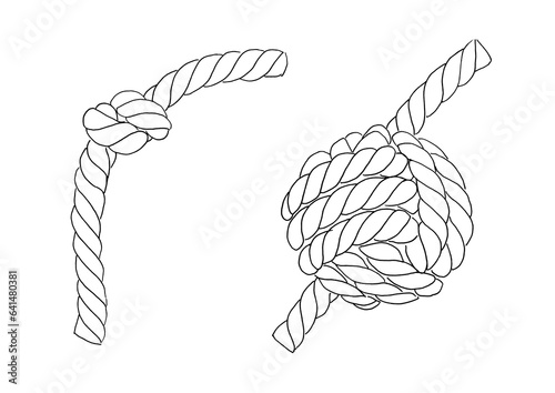 Photography Set of knotted ropes cords monkey fist knot