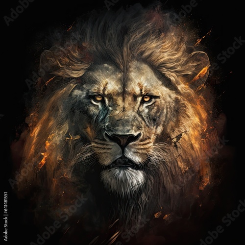 Intense Gaze: A Fierce Digital Portrait of an Angry Lion in Stunning Detail © Taiga NYC