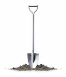 A shovel with dirt on top of it