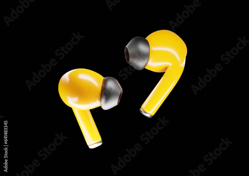 Yellow bluetooth headphones isolated on transparent background