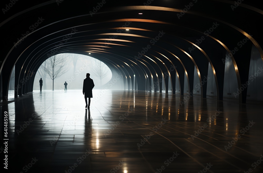 Silhouettes of people in the city, generative AI Silhouettes of people in the city, generative AI