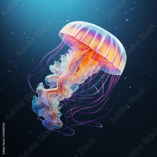 A vibrant jellyfish gliding gracefully in the ocean