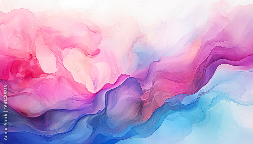 An abstract watercolor background with pastel colors and textures is soft and dreamy. The colors are blended together seamlessly