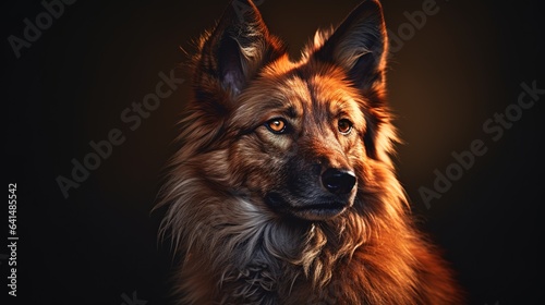 Shepherd dog breed, portrait of a dog on a dark background
