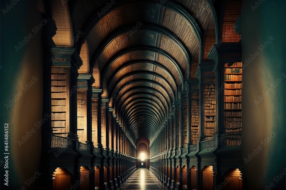 Naklejka premium The Serene Beauty of Trinity College Dublin's Library Captured by Dr. Meow's Lens