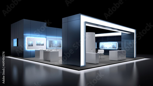3d Empty trade exhibition stand with copyspace photo
