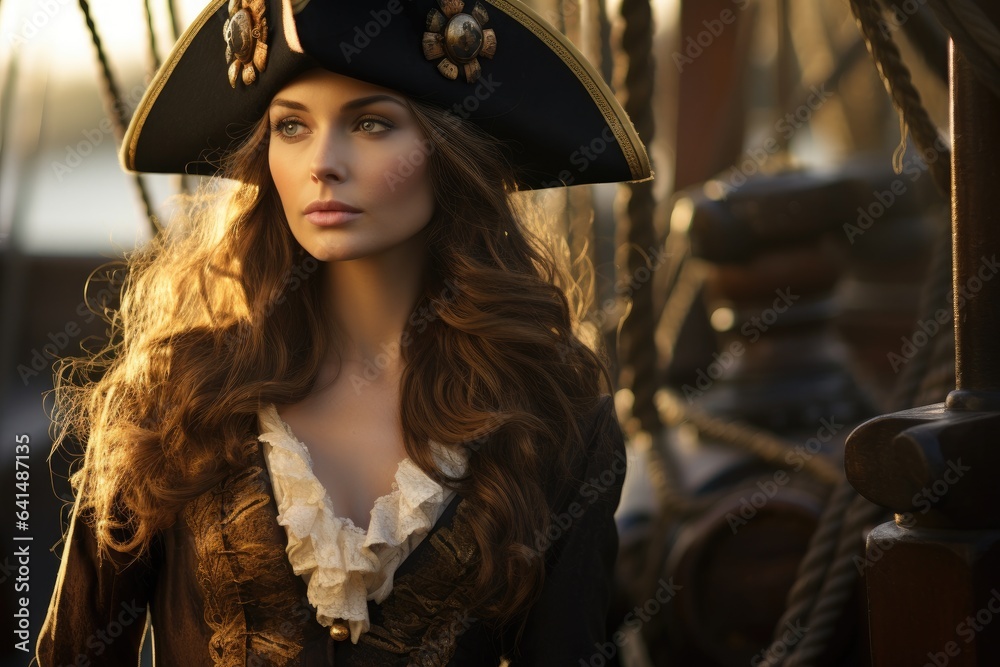 Obraz premium a woman in a pirate garment