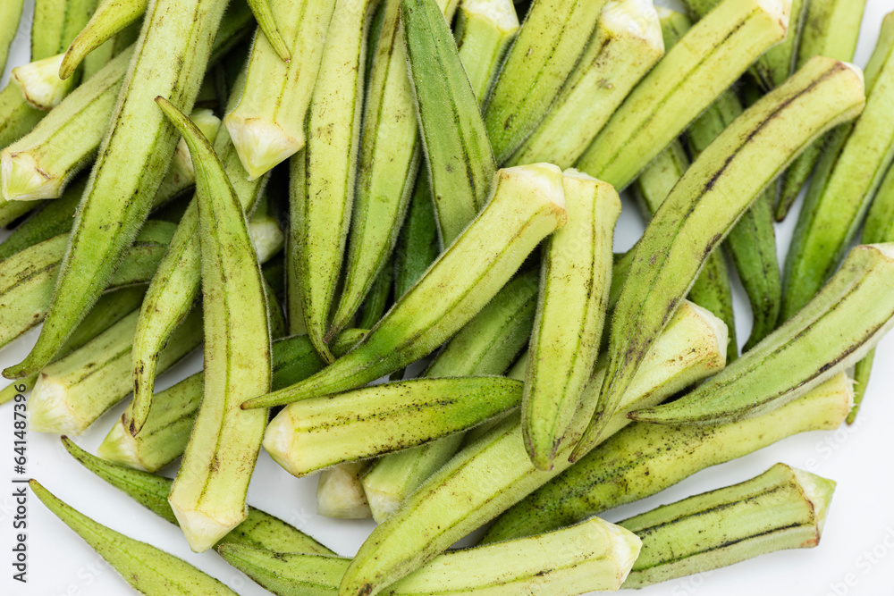 Fresh okra isolated on white background. Fresh okra isolated on white background.