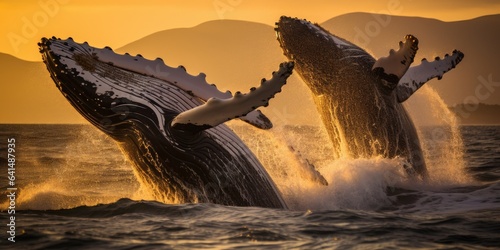 a group of whales jumping out of the water © sam