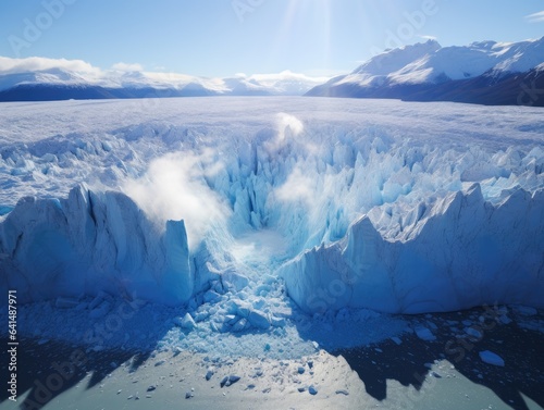 a glacier with a hole in the middle