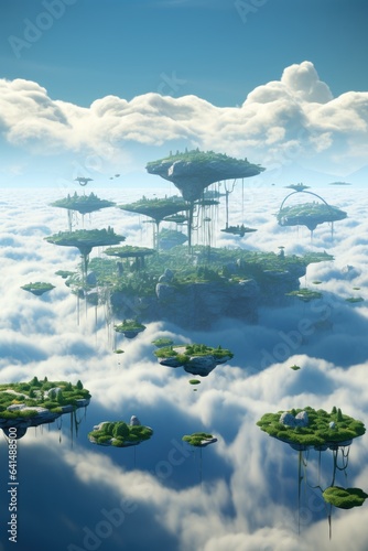 a floating islands in the clouds © sam