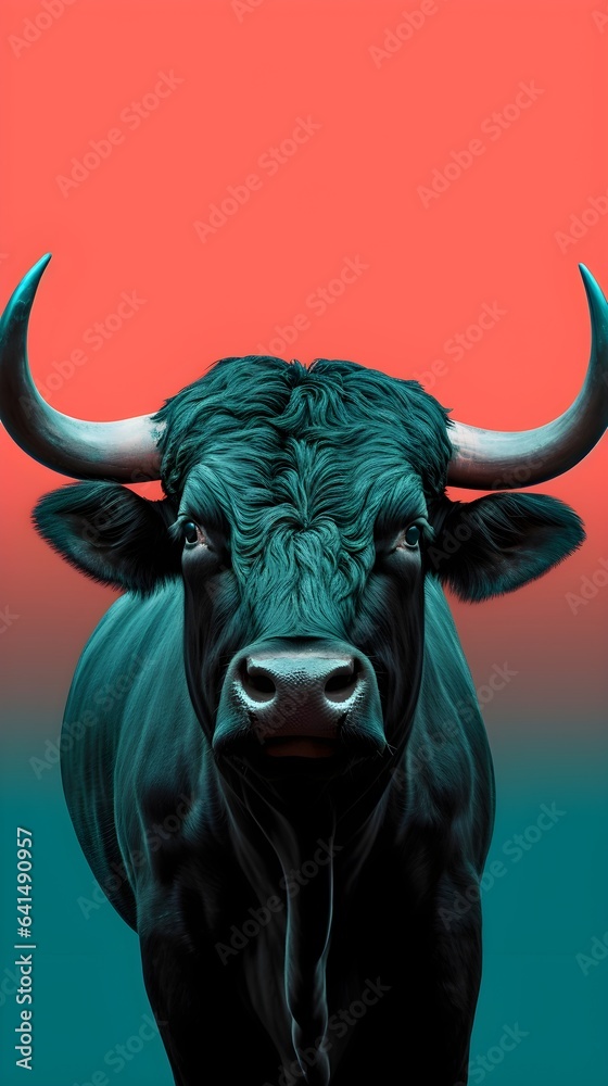 A bold and contemporary representation of a bull in minimalist pop art style.